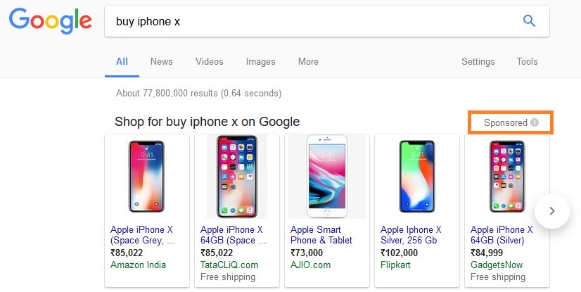 Google shoppings ads iphone x