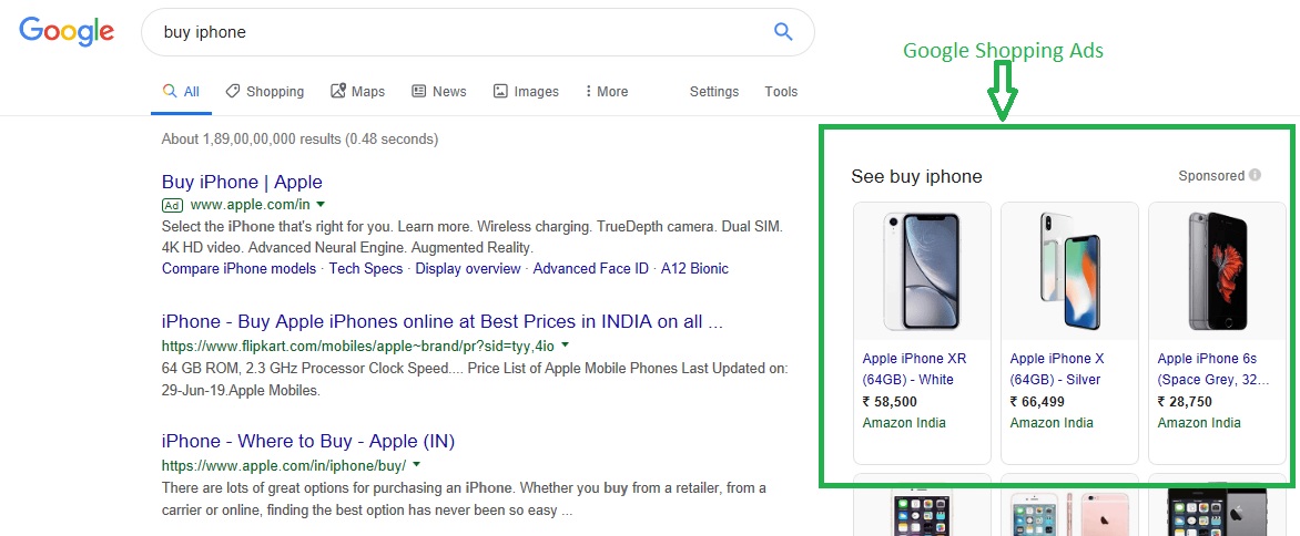 Google shopping ads example