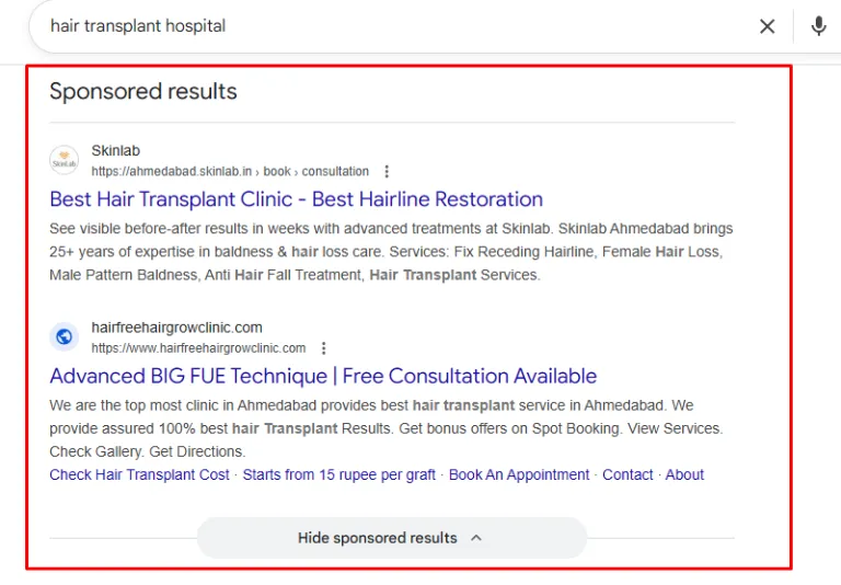 Hair Transplant Google Ads