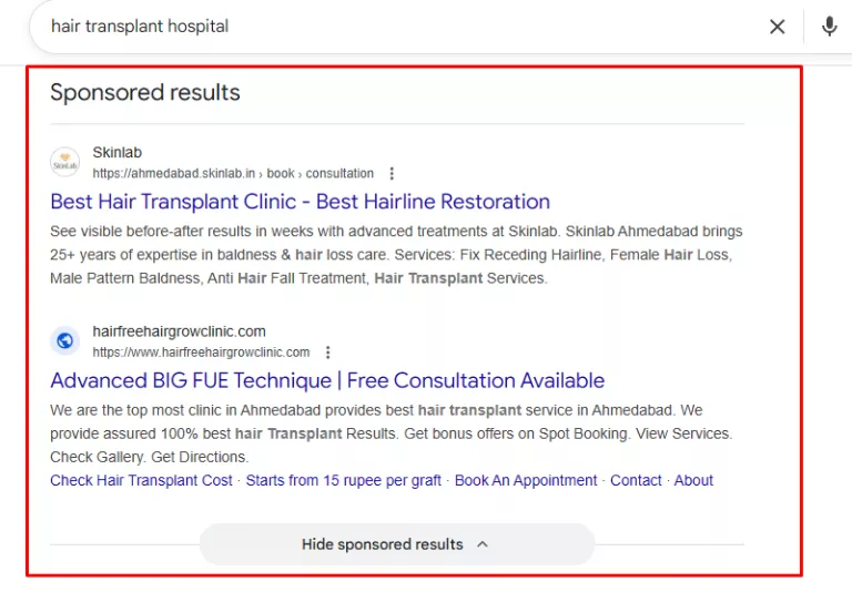 Hair Transplant Google Ads