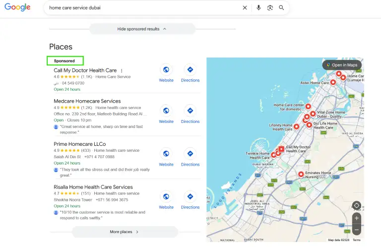 Google Local Ads Home Care Dubai