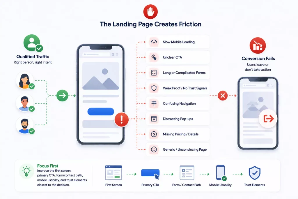 landing page creates friction